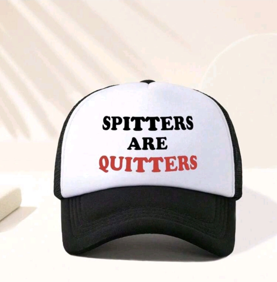 SPITTERS ARE QUITTERS Trucker Hat | Funny Student Night Out, Stag/Hen Do & Party Cap | Dark Humor Christmas Gift