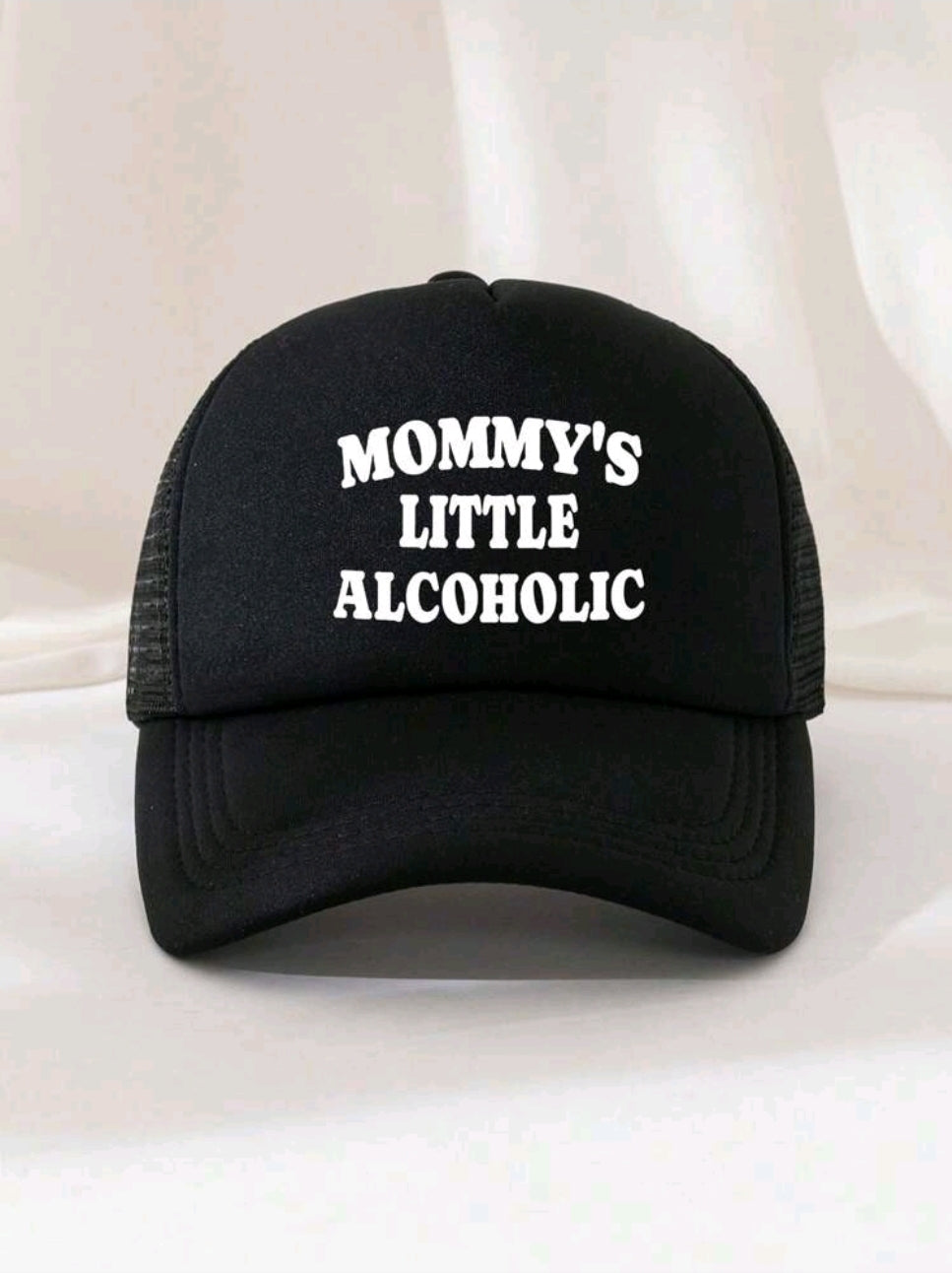 Mommy's Little Alcoholic Hat: Rude Pink & Black Trucker for Hen/Stag Dos & Students