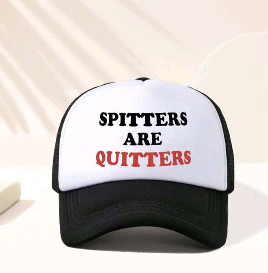 SPITTERS ARE QUITTERS Trucker Hat | Funny Student Night Out, Stag/Hen Do & Party Cap | Dark Humor Christmas Gift
