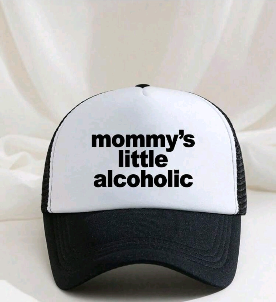Mommy's Little Alcoholic Hat: Rude Pink & Black Trucker for Hen/Stag Dos & Students